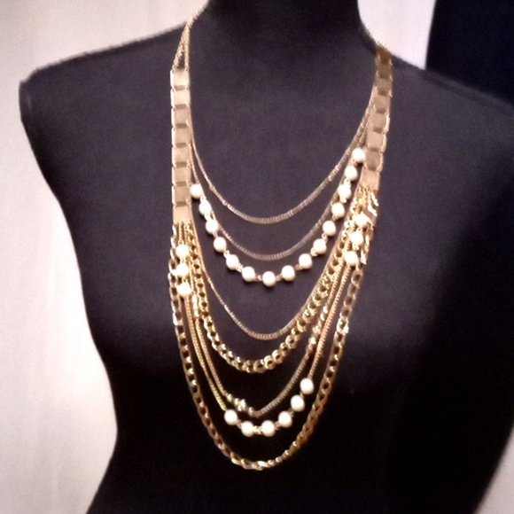 N/A Jewelry - Necklace layered 8 chains 18in" used